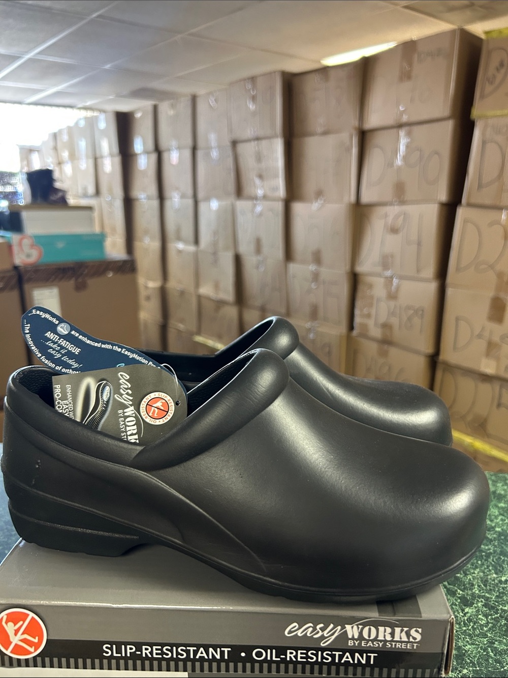 Easy Works Women's Black Slip-On Work Clogs